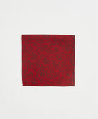 red silk pocket square ethically made using upcycled paisley vintage silk saris