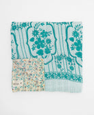 turquoise blue floral quilted throw in queen size handmade in India by Anchal artisans