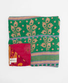 ethically made queen kantha quilt in crimson red with a bold marigold yellow geometric pattern made by Anchal artisans