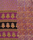 artisan-made kantha quilt in mauve and tan leaf design made from upcycled vintage cotton saris