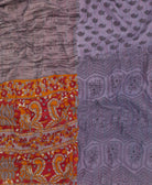 artisan-made kantha quilt in light purple & maroon floral design made from upcycled vintage cotton saris