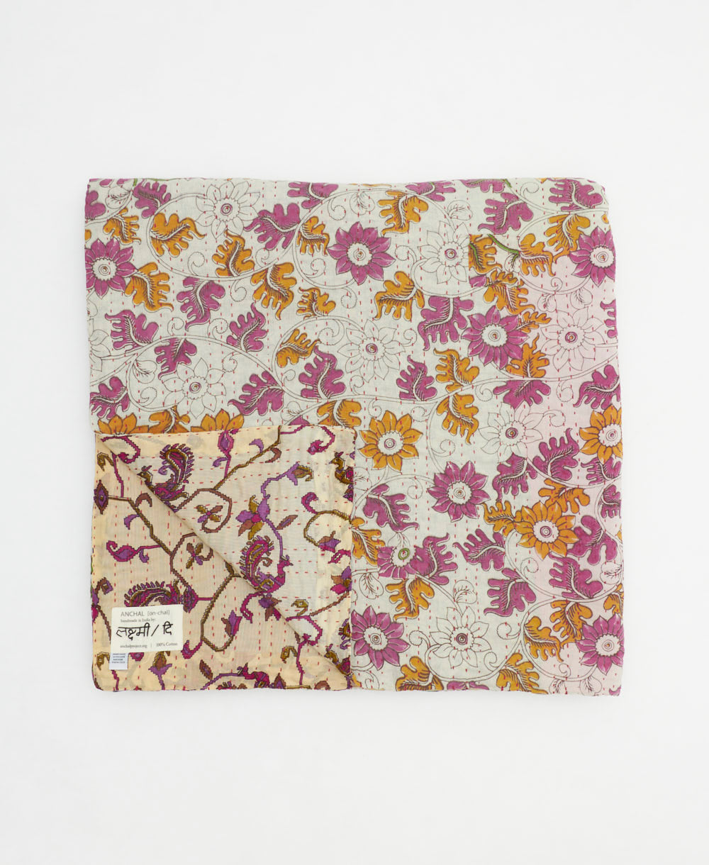 quilted throw in queen size handmade in India by Anchal artisans