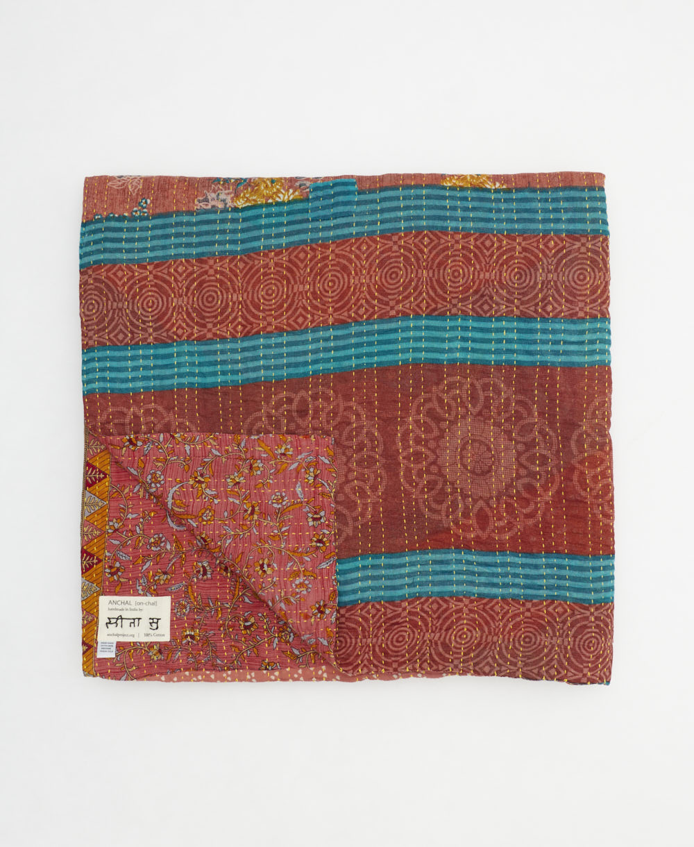 quilted throw in queen size handmade in India by Anchal artisans