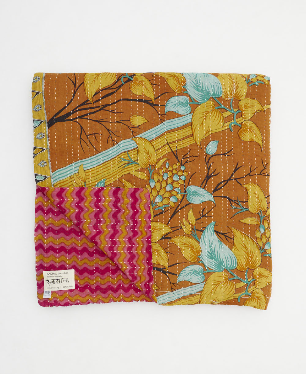 quilted throw in queen size handmade in India by Anchal artisans