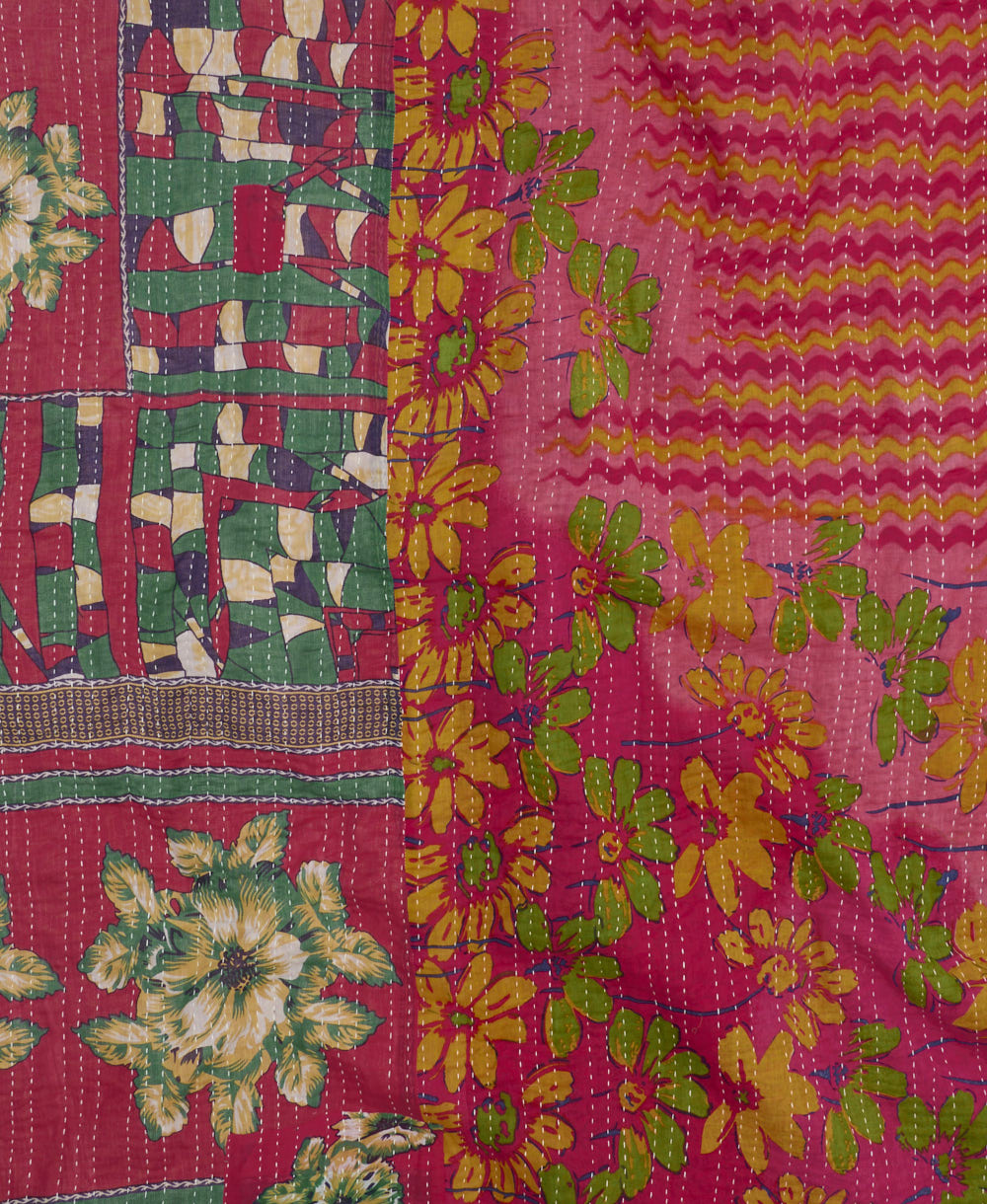 soft queen kantha blanket made from upcycled vintage cotton saris