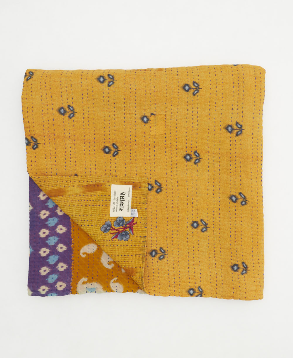 quilted throw in queen size handmade in India by Anchal artisans