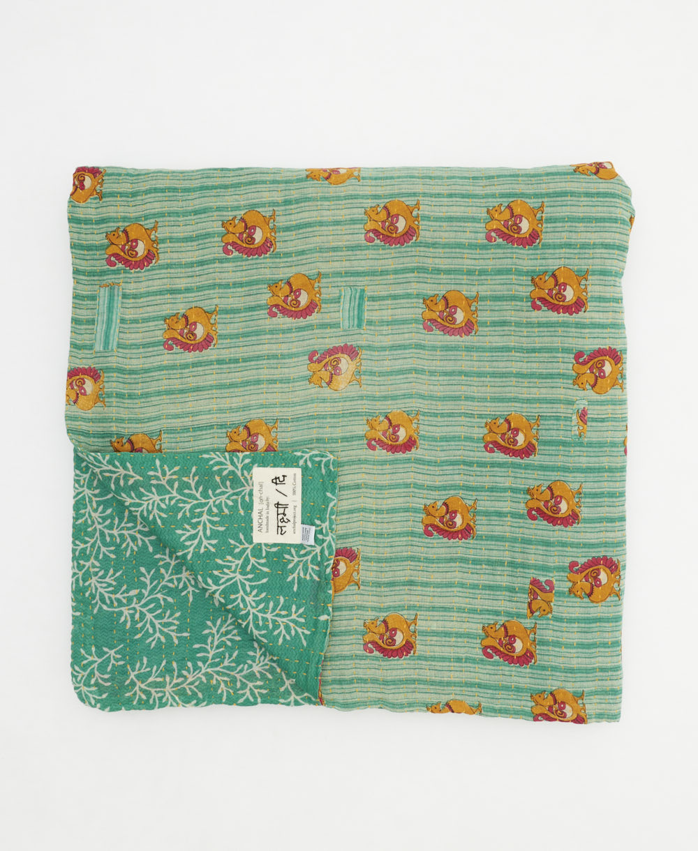 quilted throw in queen size handmade in India by Anchal artisans