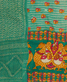 queen kantha quilt made from upcycled vintage cotton saris in India by women artisans