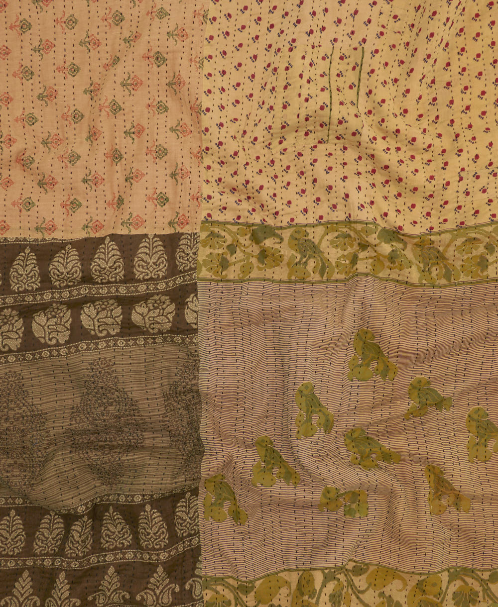 soft queen kantha blanket made from upcycled vintage cotton saris