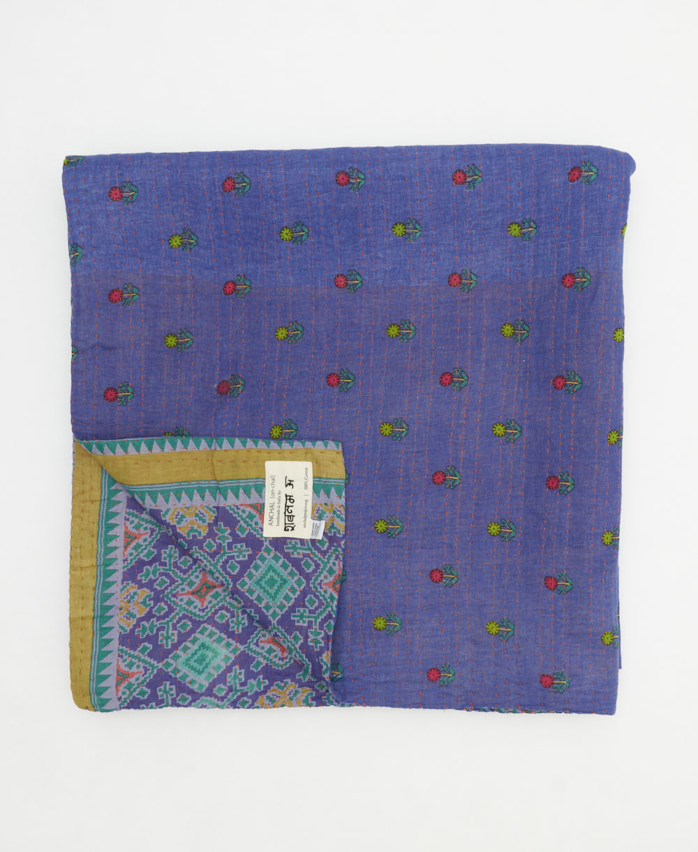 quilted throw in queen size handmade in India by Anchal artisans