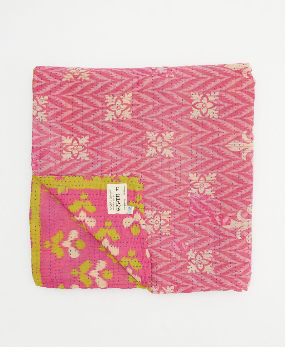 quilted throw in queen size handmade in India by Anchal artisans