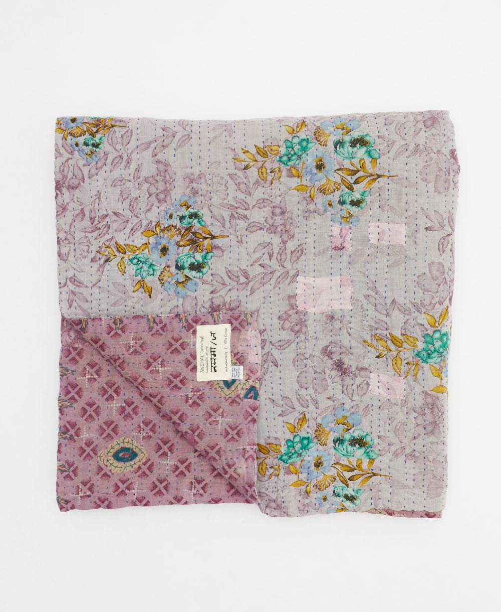quilted throw in queen size handmade in India by Anchal artisans