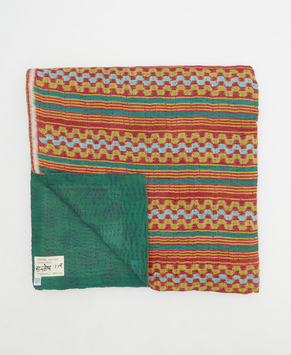 quilted throw in queen size handmade in India by Anchal artisans
