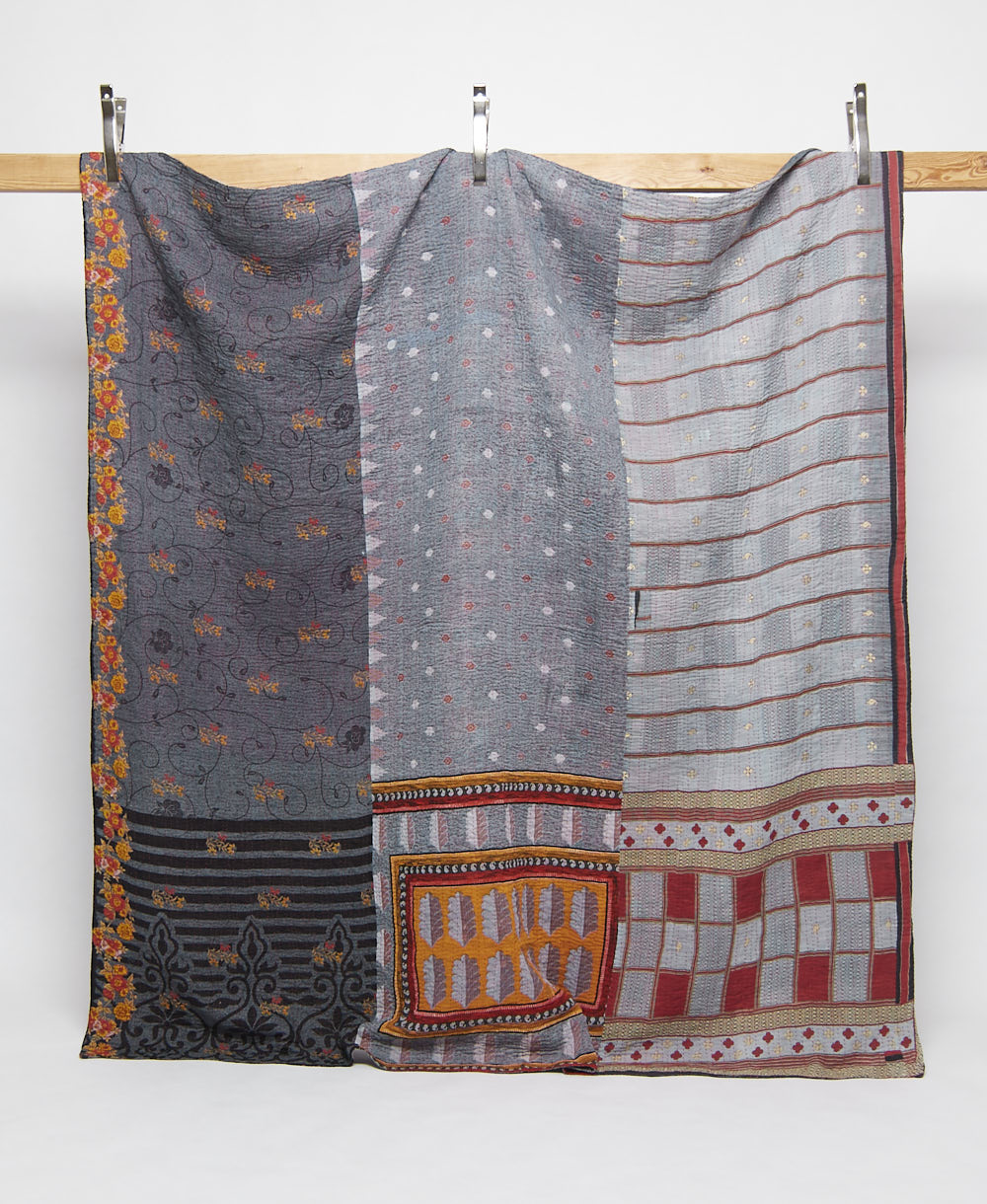 queen kantha quilt handmade in India