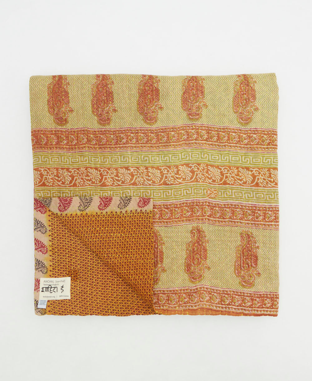 quilted throw in queen size handmade in India by Anchal artisans