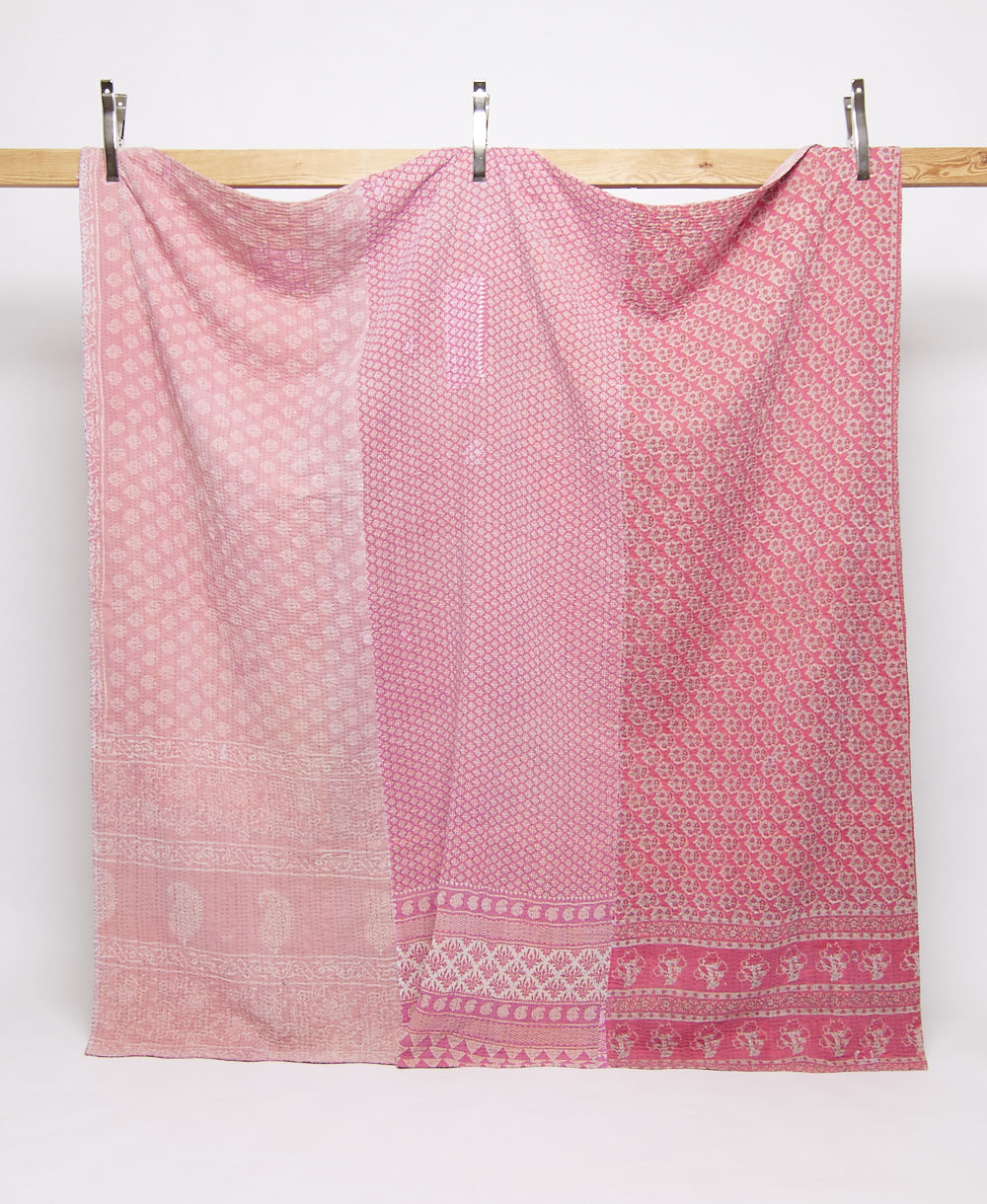 queen kantha quilt handmade in India