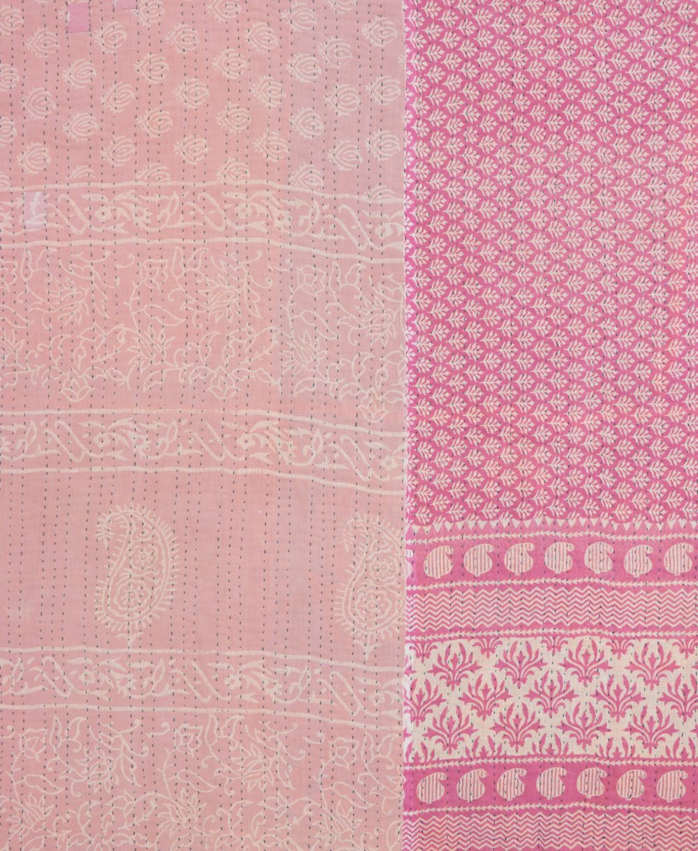 soft queen kantha blanket made from upcycled vintage cotton saris