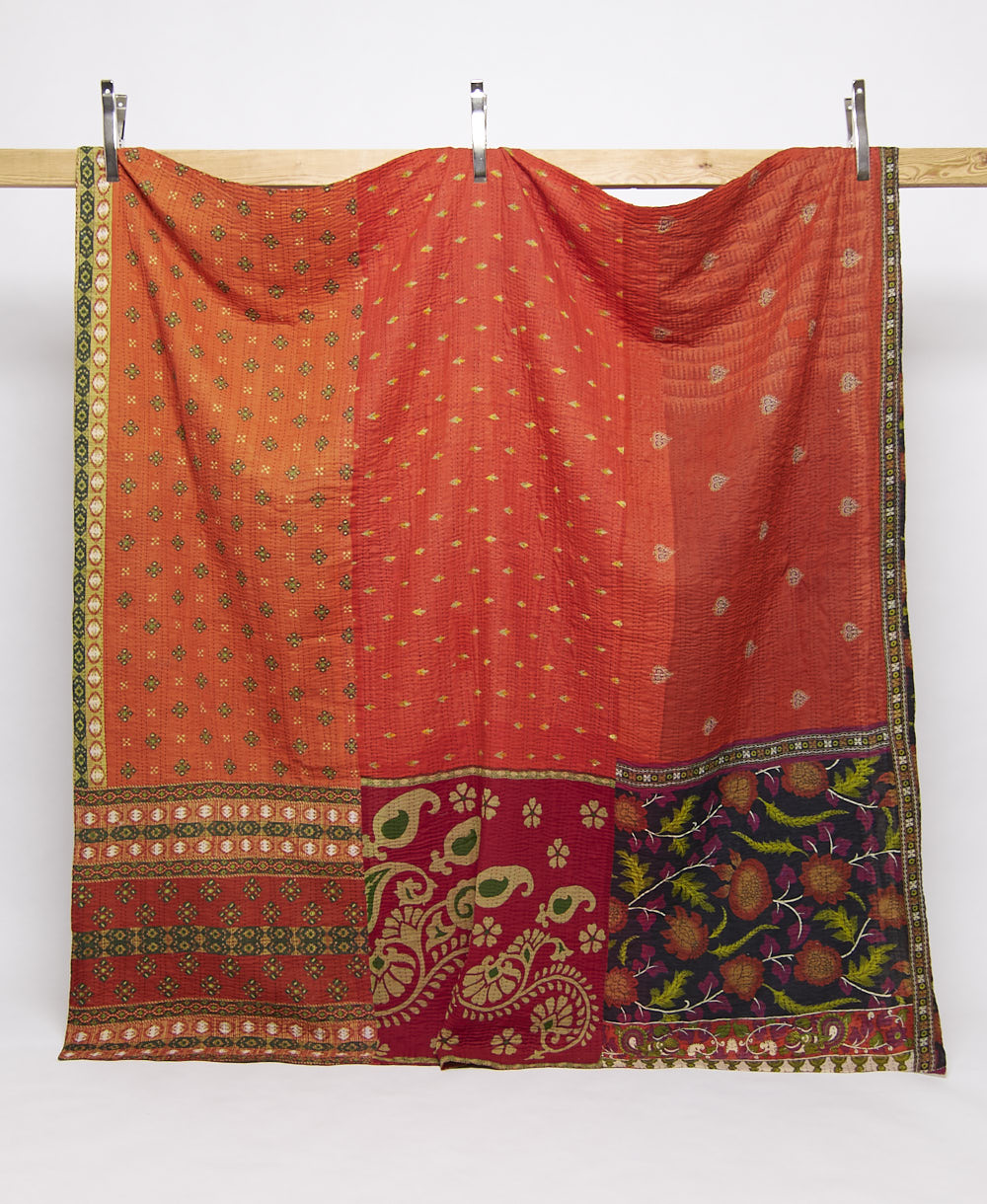 queen kantha quilt handmade in India