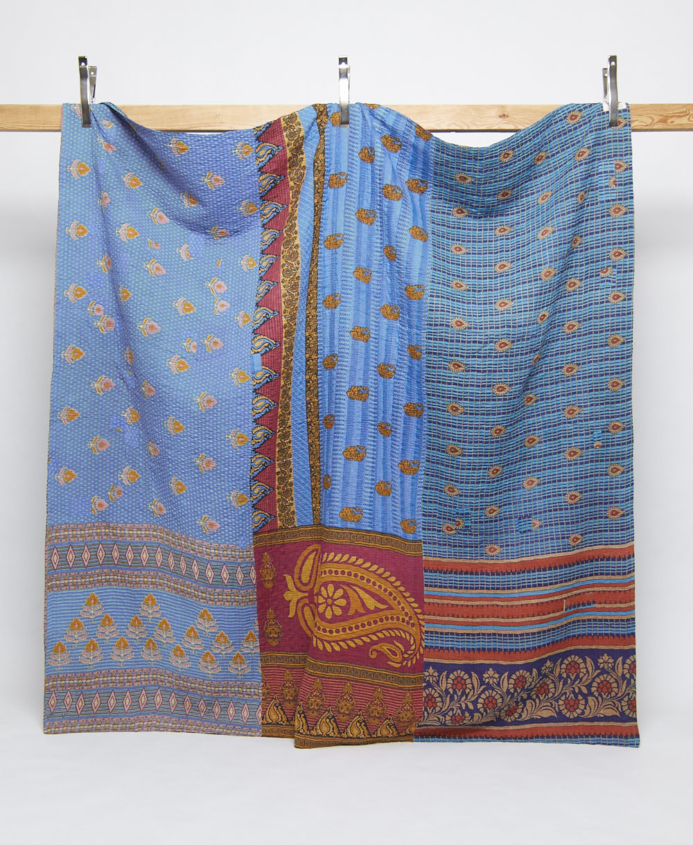 queen kantha quilt handmade in India