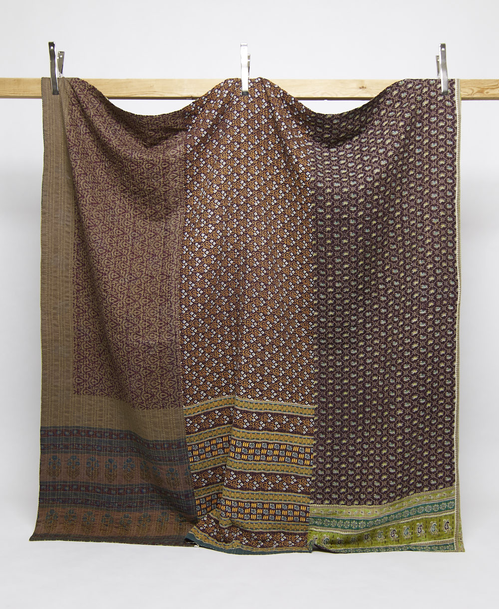 queen kantha quilt handmade in India