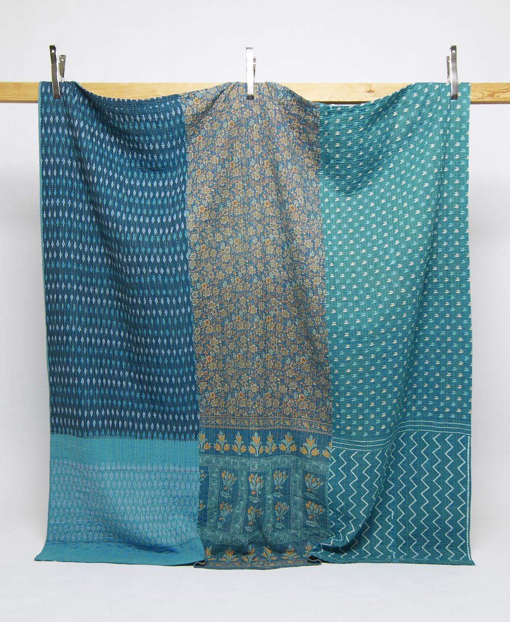 queen kantha quilt handmade in India