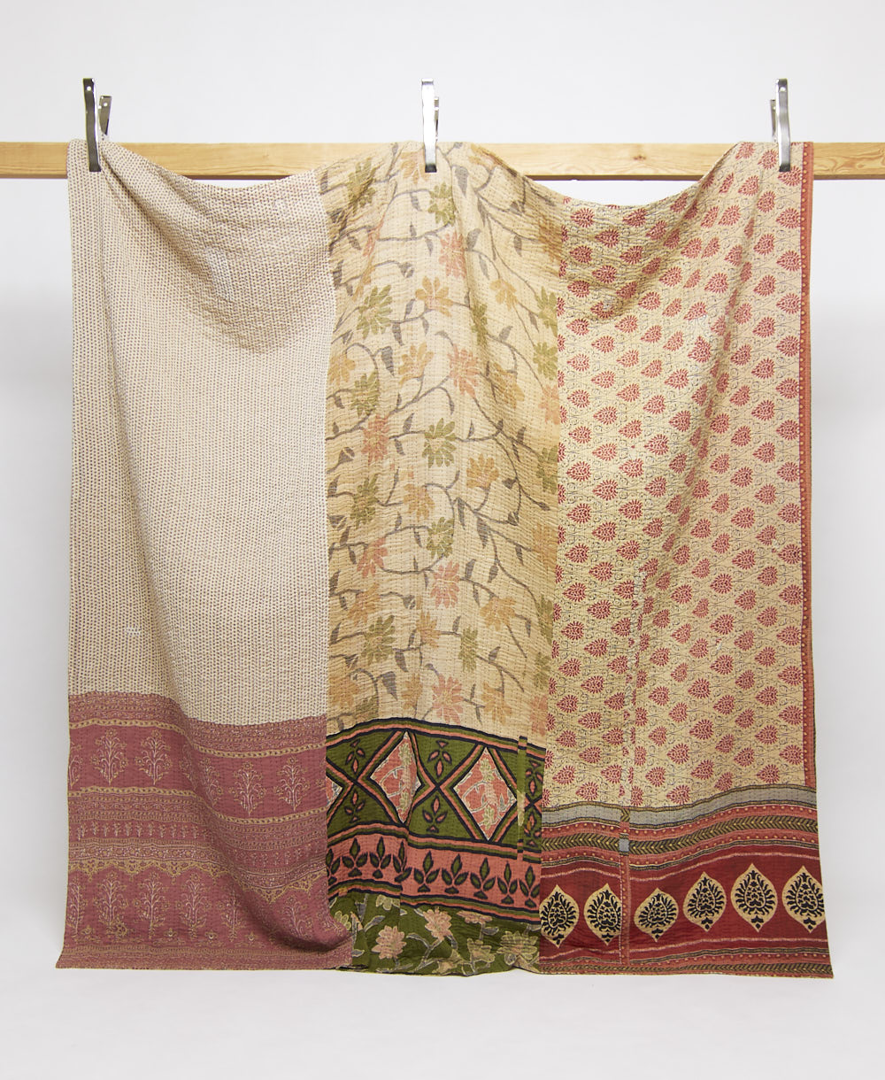 queen kantha quilt handmade in India
