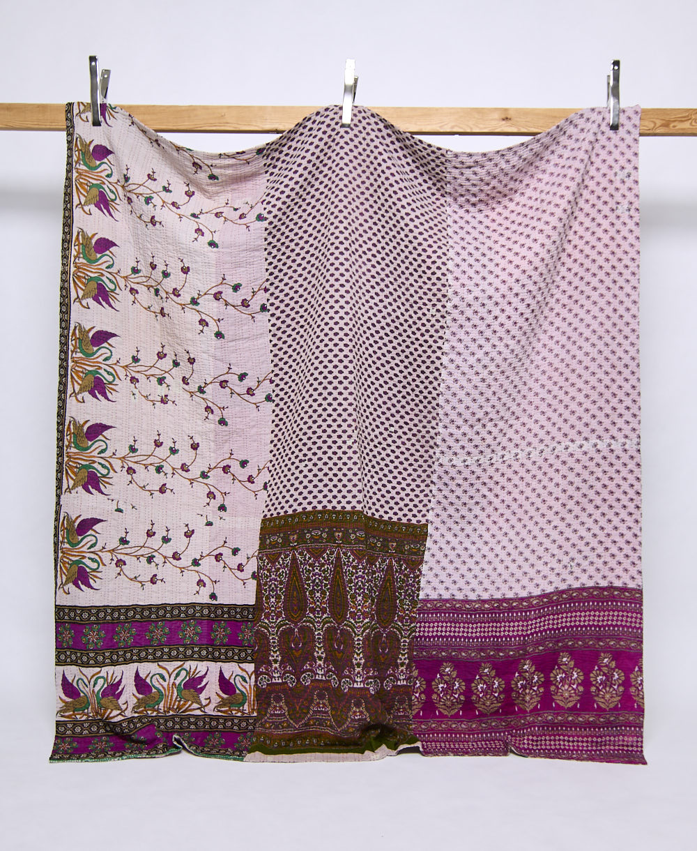 queen kantha quilt handmade in India