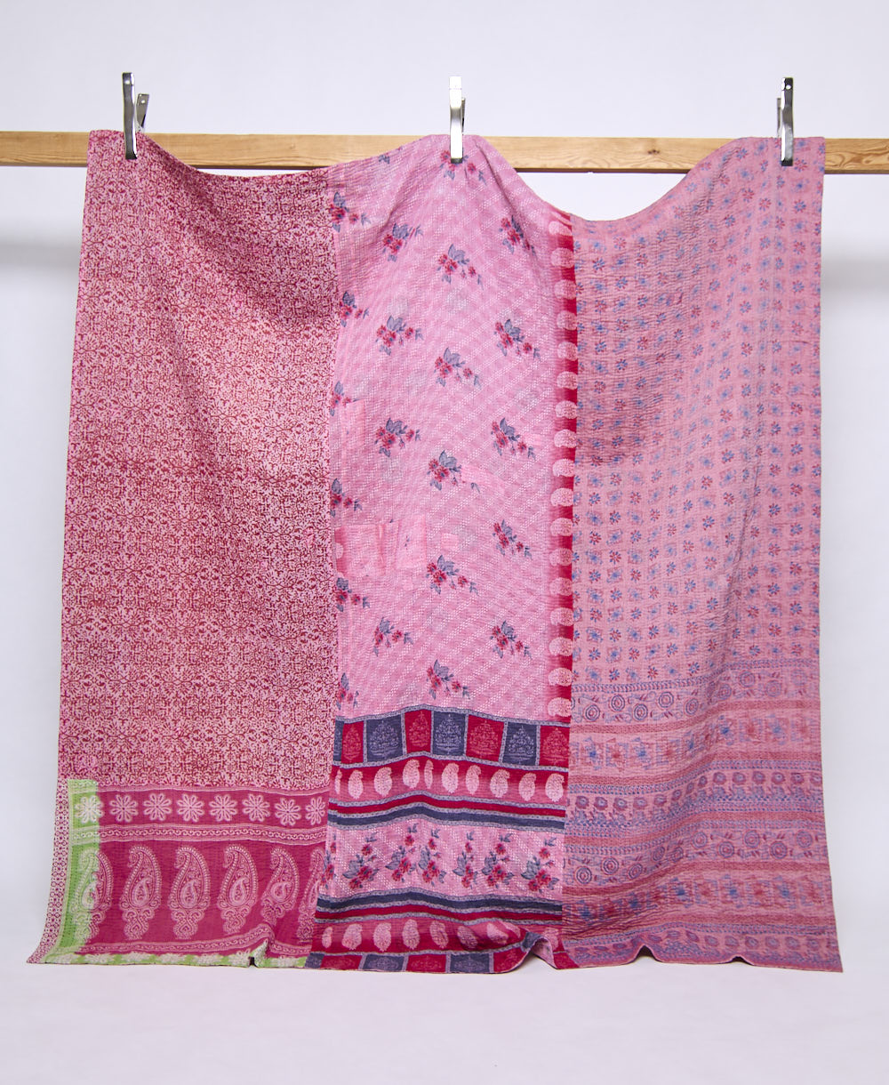 queen kantha quilt handmade in India