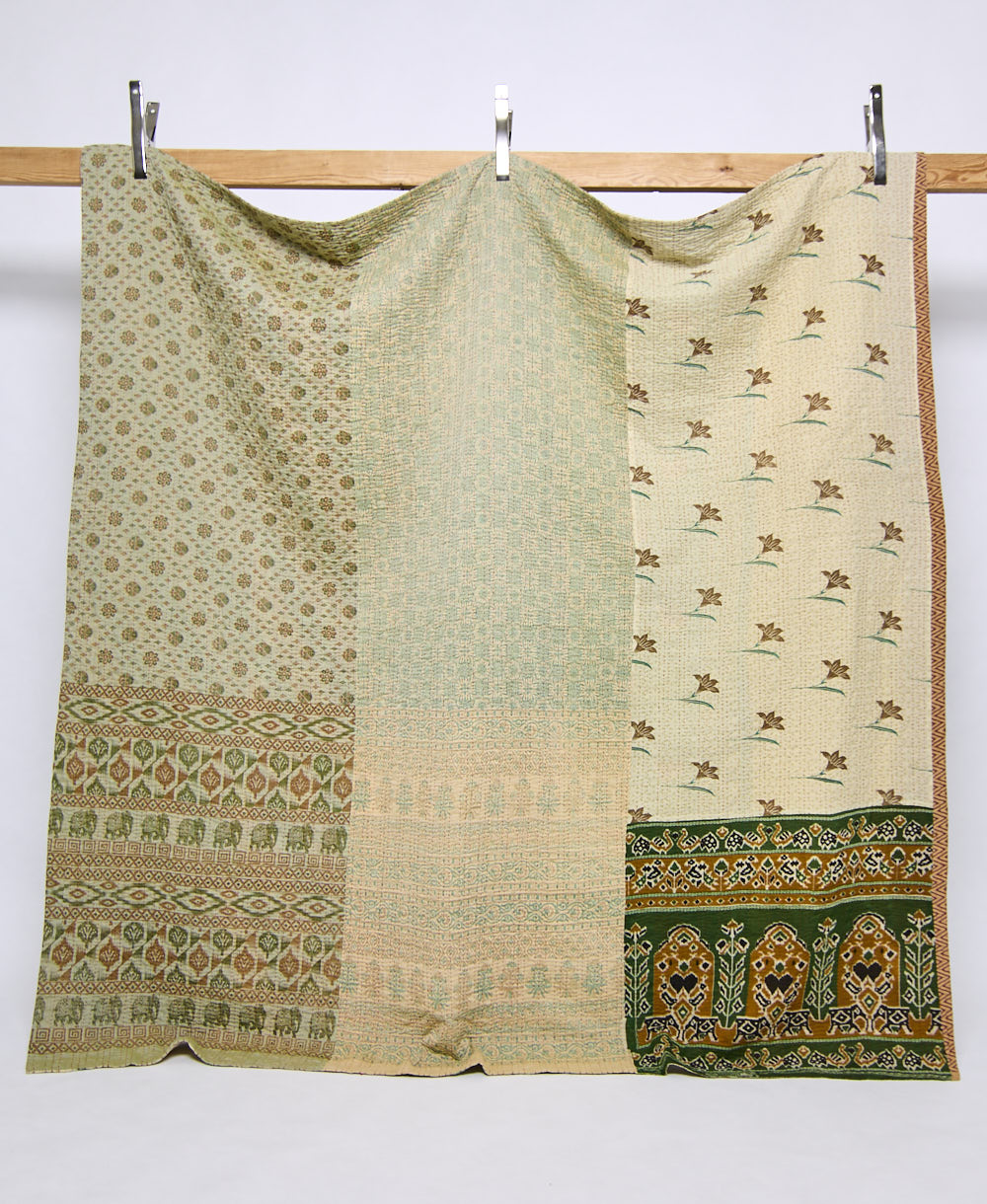 queen kantha quilt handmade in India
