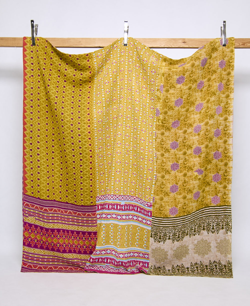 queen kantha quilt handmade in India