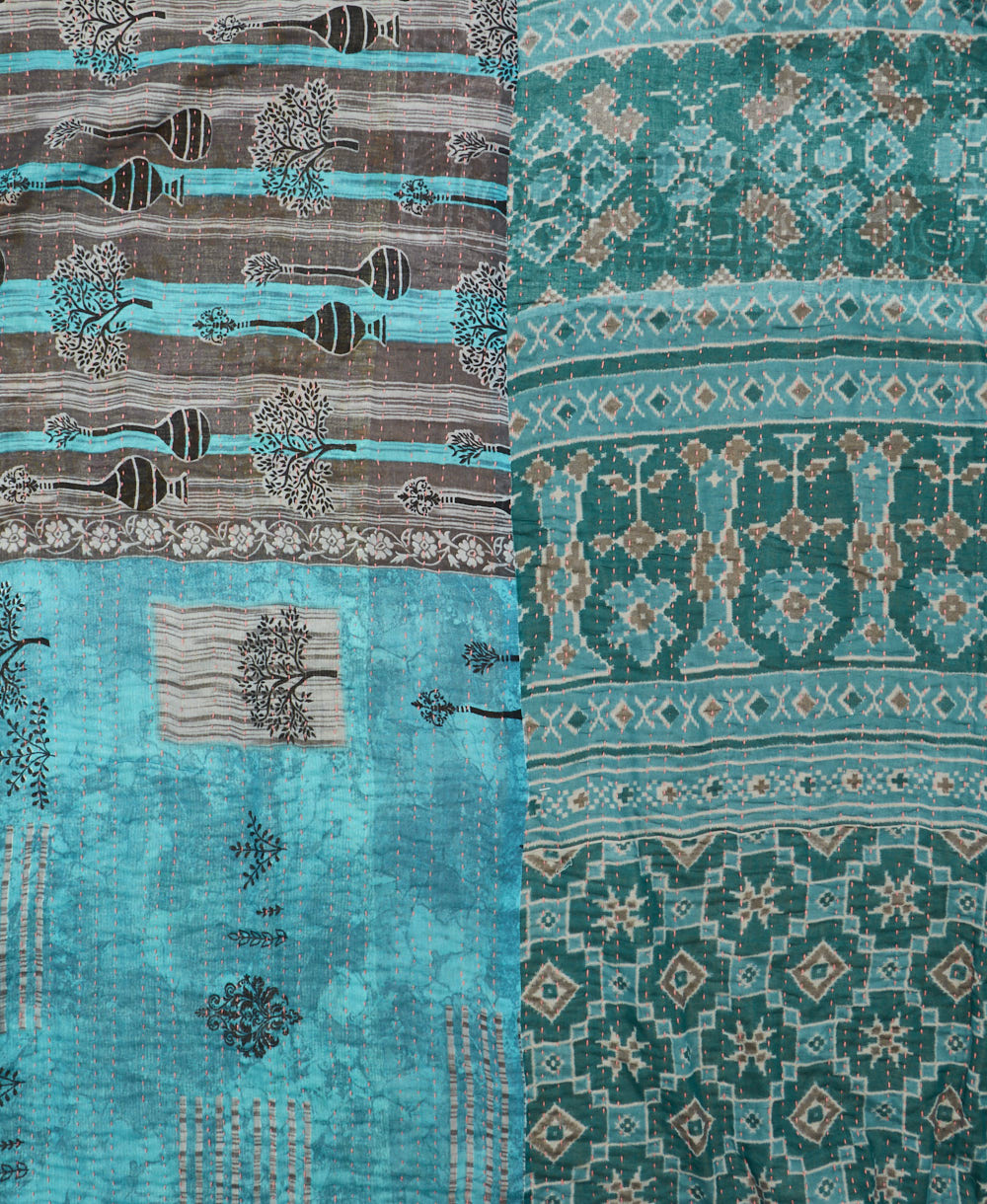 quilted throw in queen size handmade in India by Anchal artisans