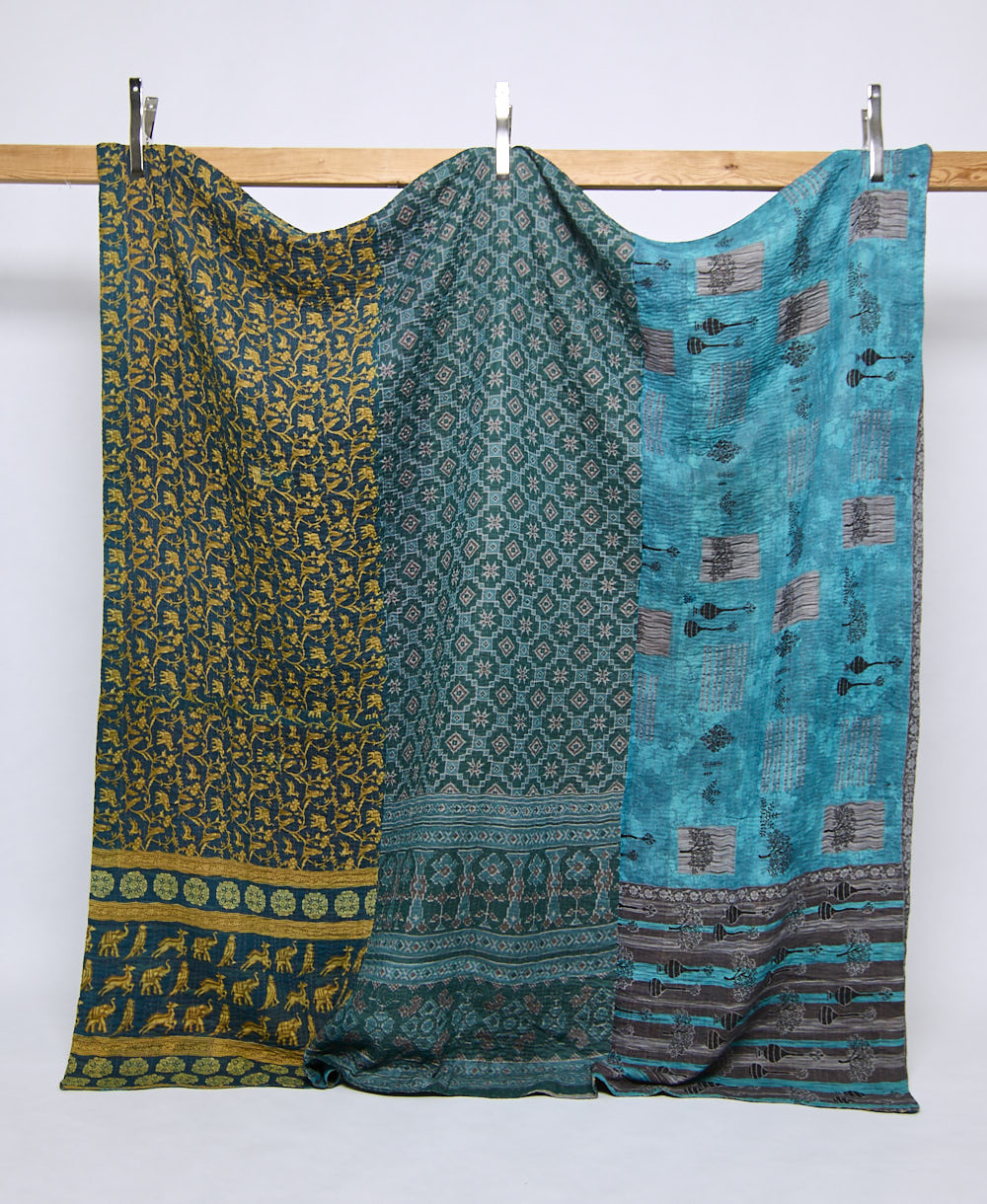 queen kantha quilt handmade in India