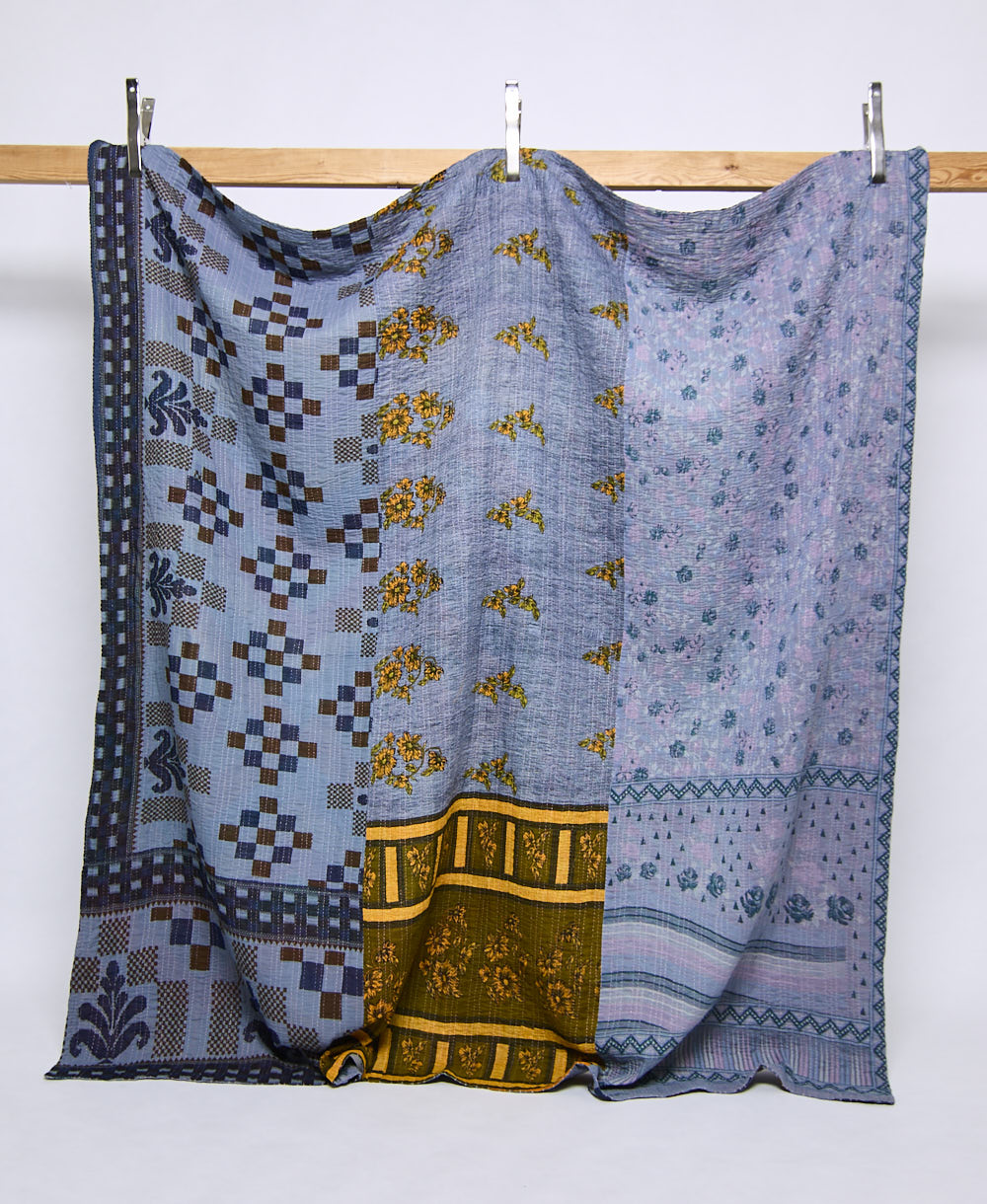 queen kantha quilt handmade in India