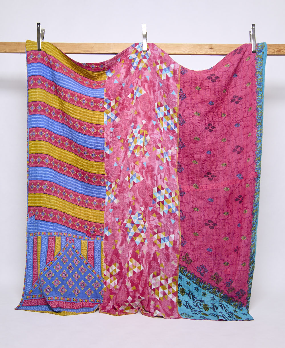 queen kantha quilt handmade in India