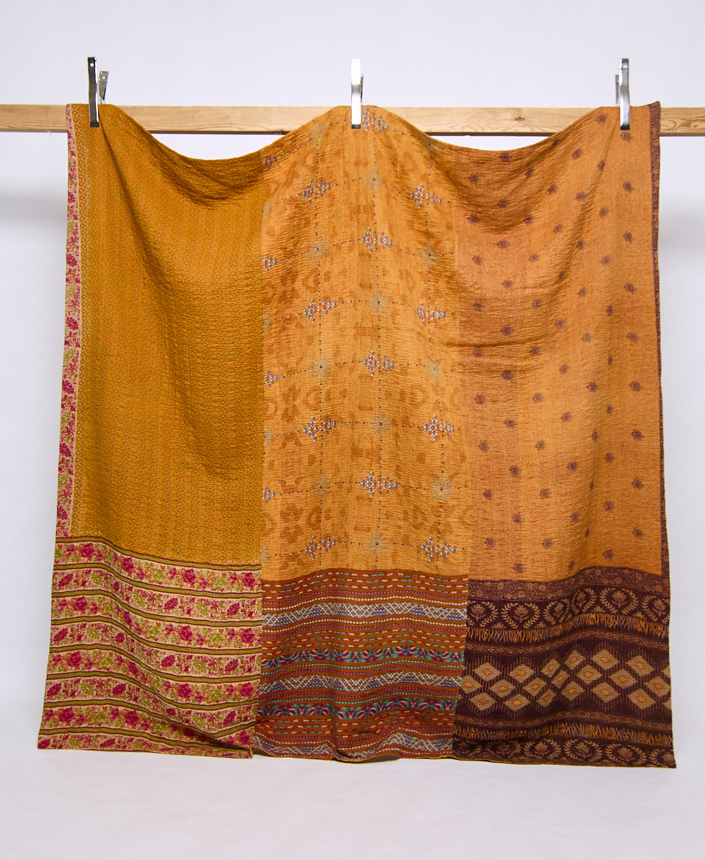 queen kantha quilt handmade in India