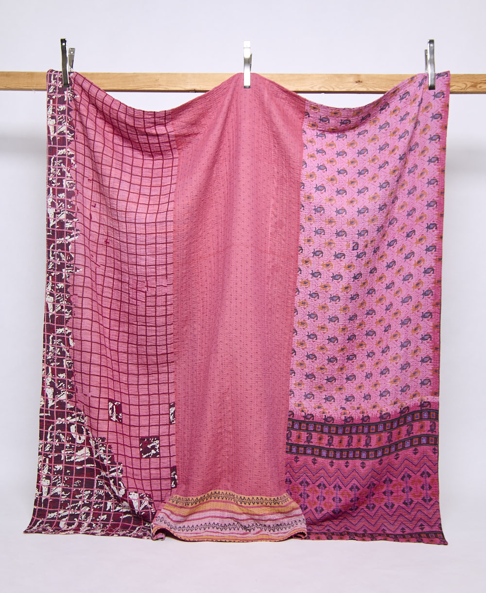 queen kantha quilt handmade in India