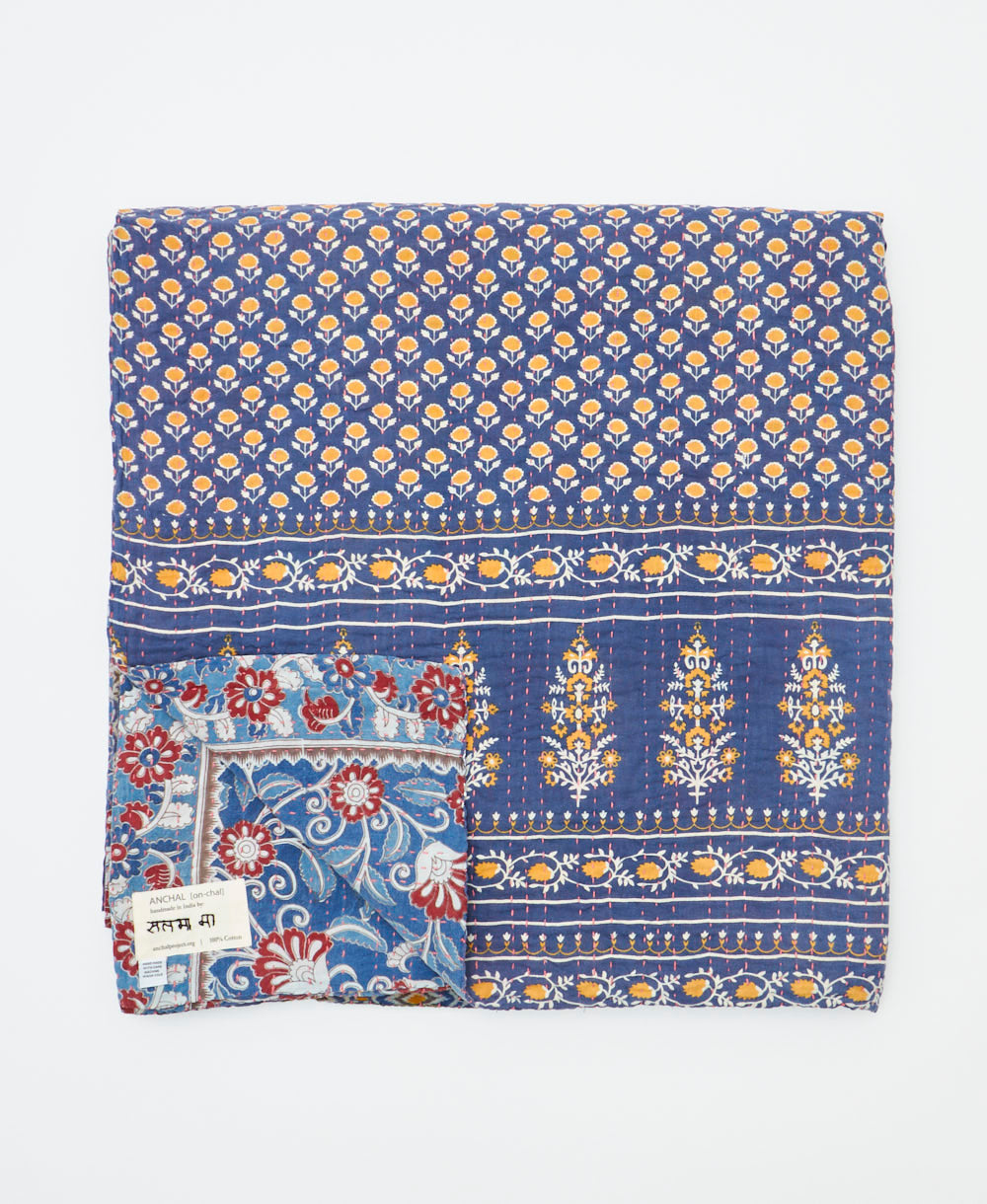 quilted throw in queen size handmade in India by Anchal artisans