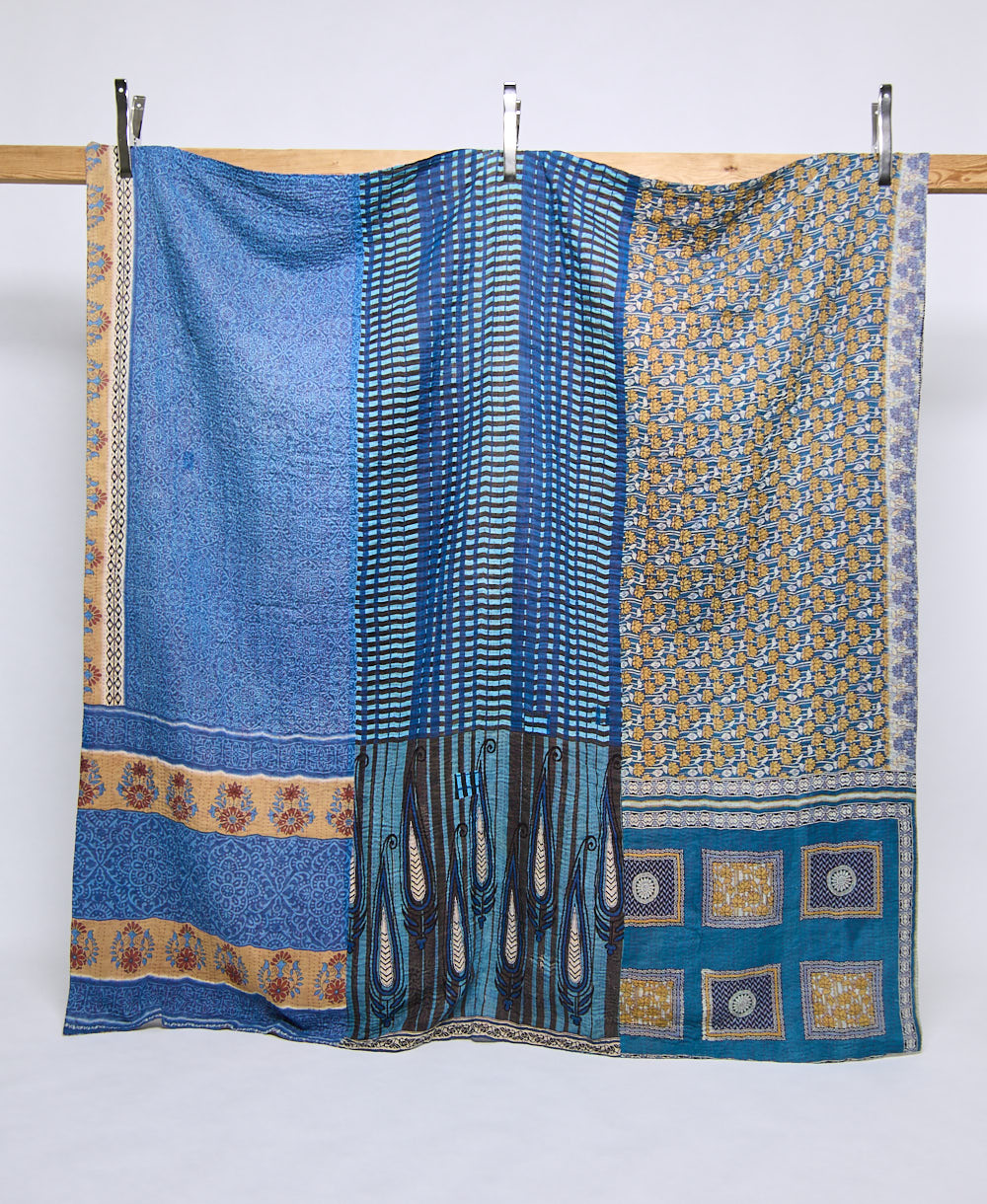 queen kantha quilt handmade in India