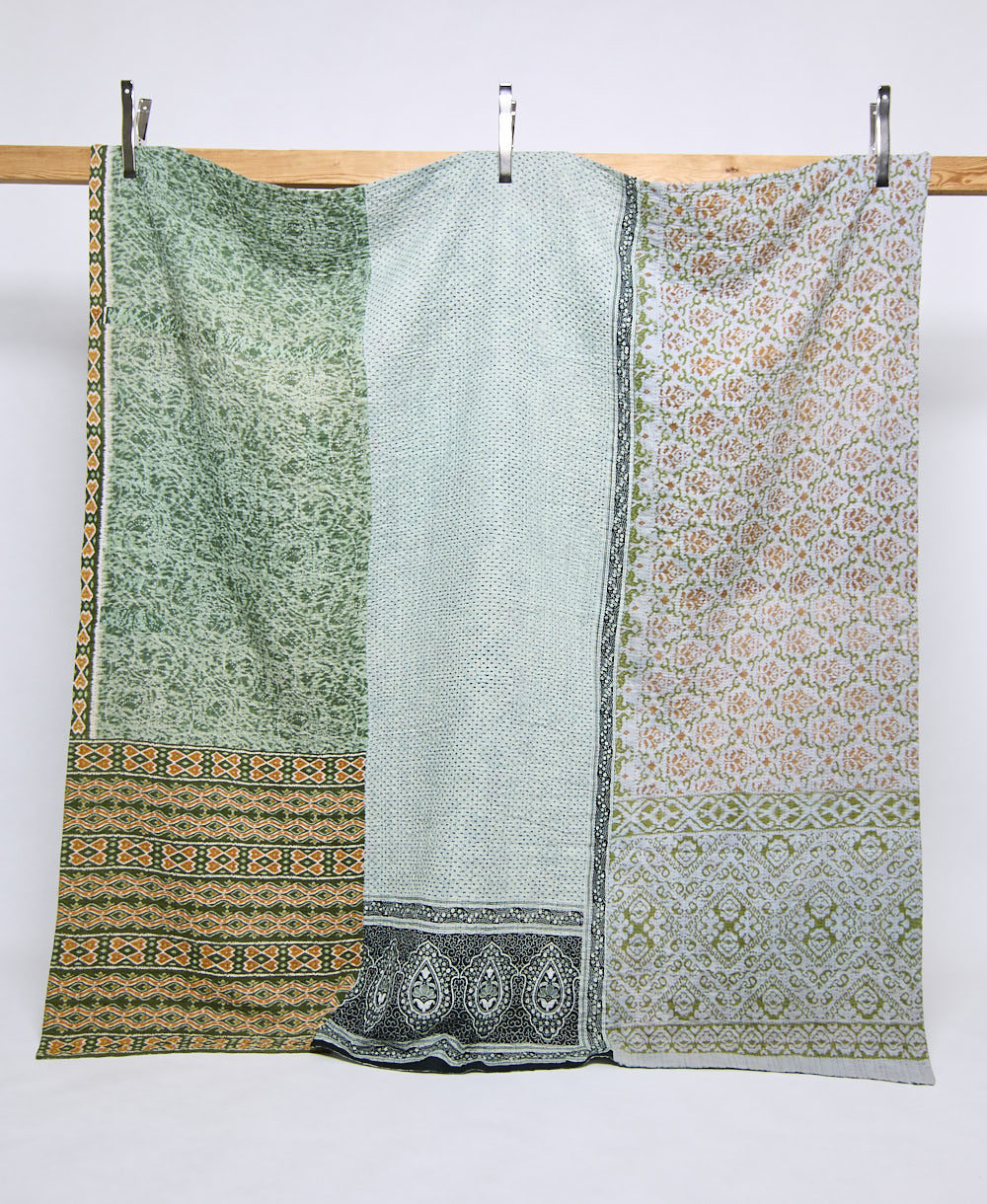 queen kantha quilt handmade in India