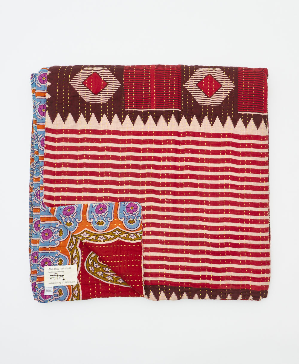quilted throw in queen size handmade in India by Anchal artisans