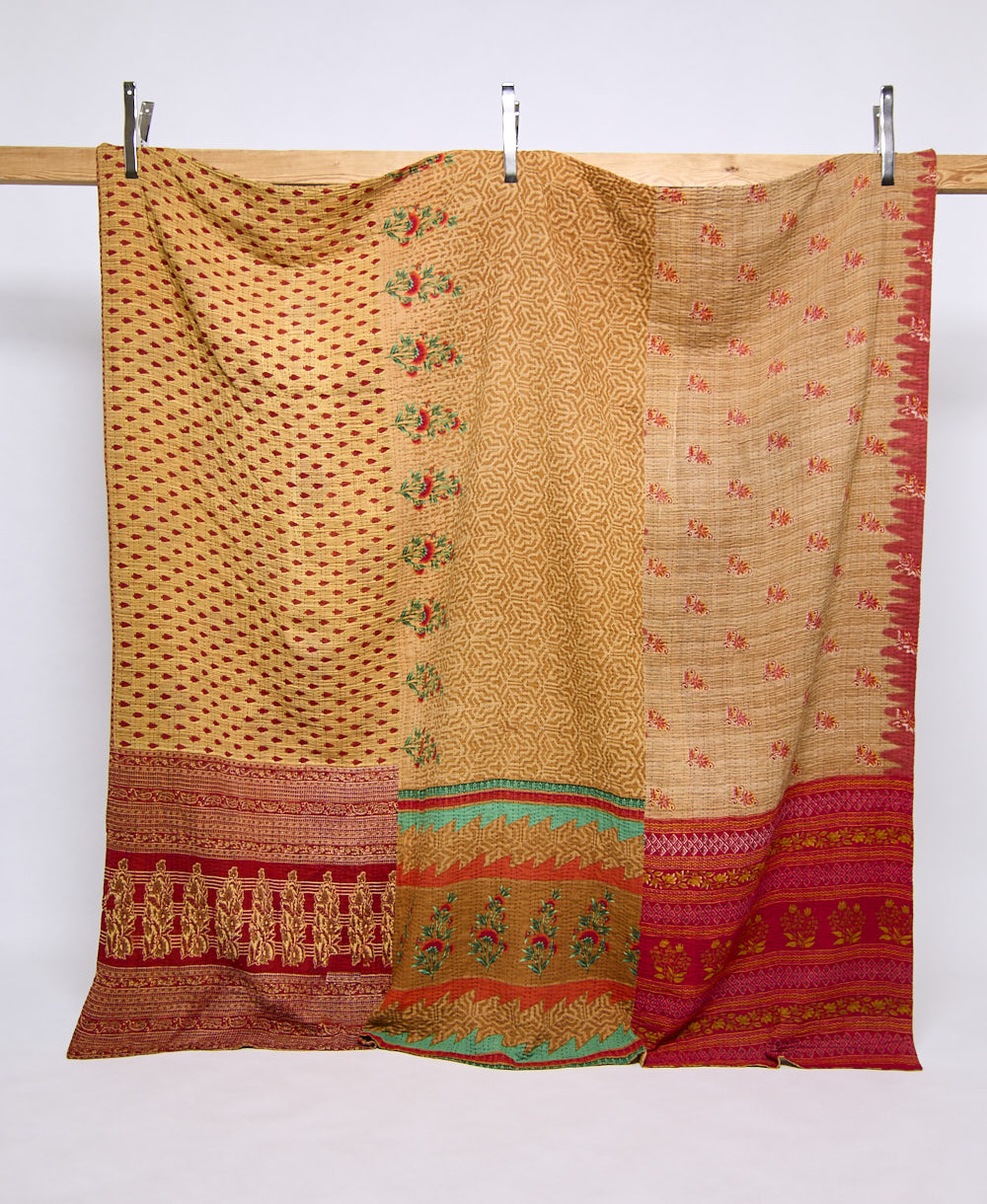 queen kantha quilt handmade in India