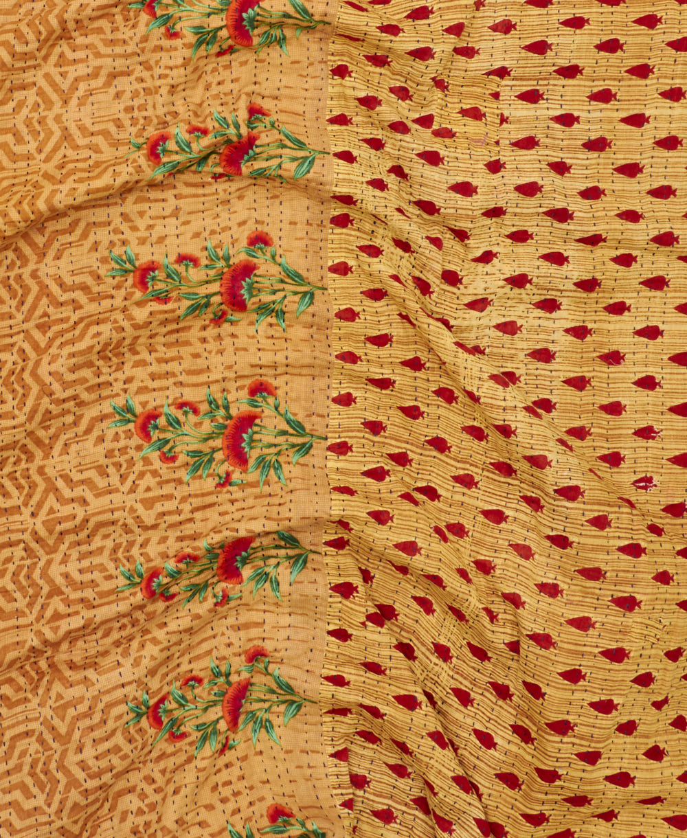 soft queen kantha blanket made from upcycled vintage cotton saris