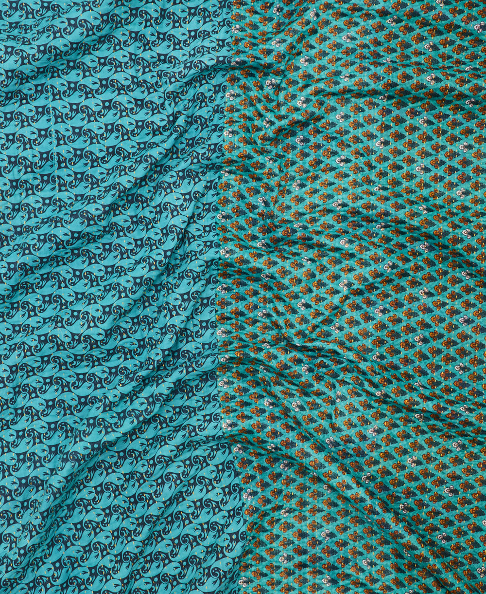 soft queen kantha blanket made from upcycled vintage cotton saris