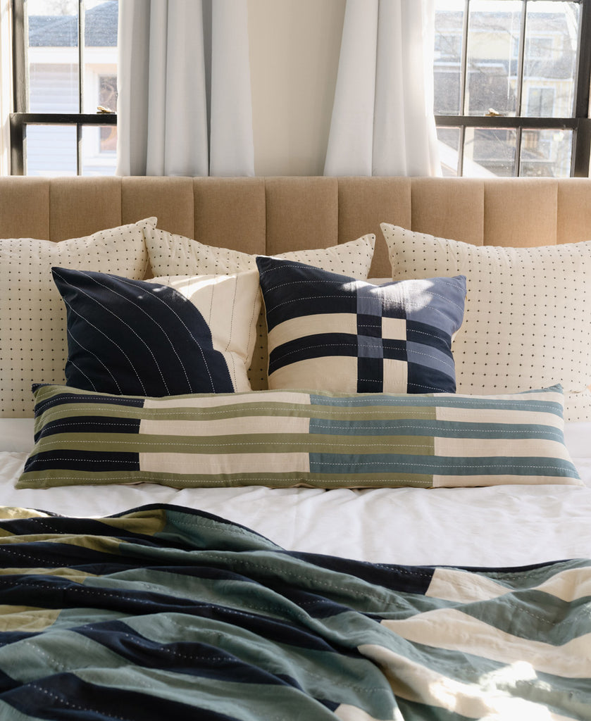 xl lumbar striped cool colored throw pillow for queen and king sized beds