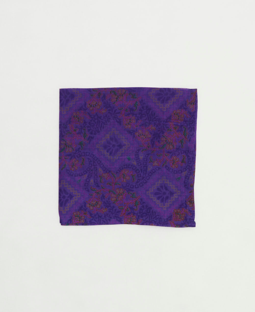 unique vintage silk pocket square for men handmade in India from upcycled vintage silk saris