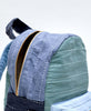 small backpack purse in colorblock blues and greens by Anchal Project