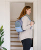 casual small purse backpack made from organic cotton and ethically handmade in India
