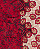 Eco-friendly artisan-made red and black abstract kantha quilt throw