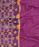 Eco-friendly artisan-made purple and orange floral kantha quilt throw