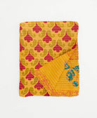 mustard & crimson small kantha quilt handmade in India by women artisans from vintage cotton saris